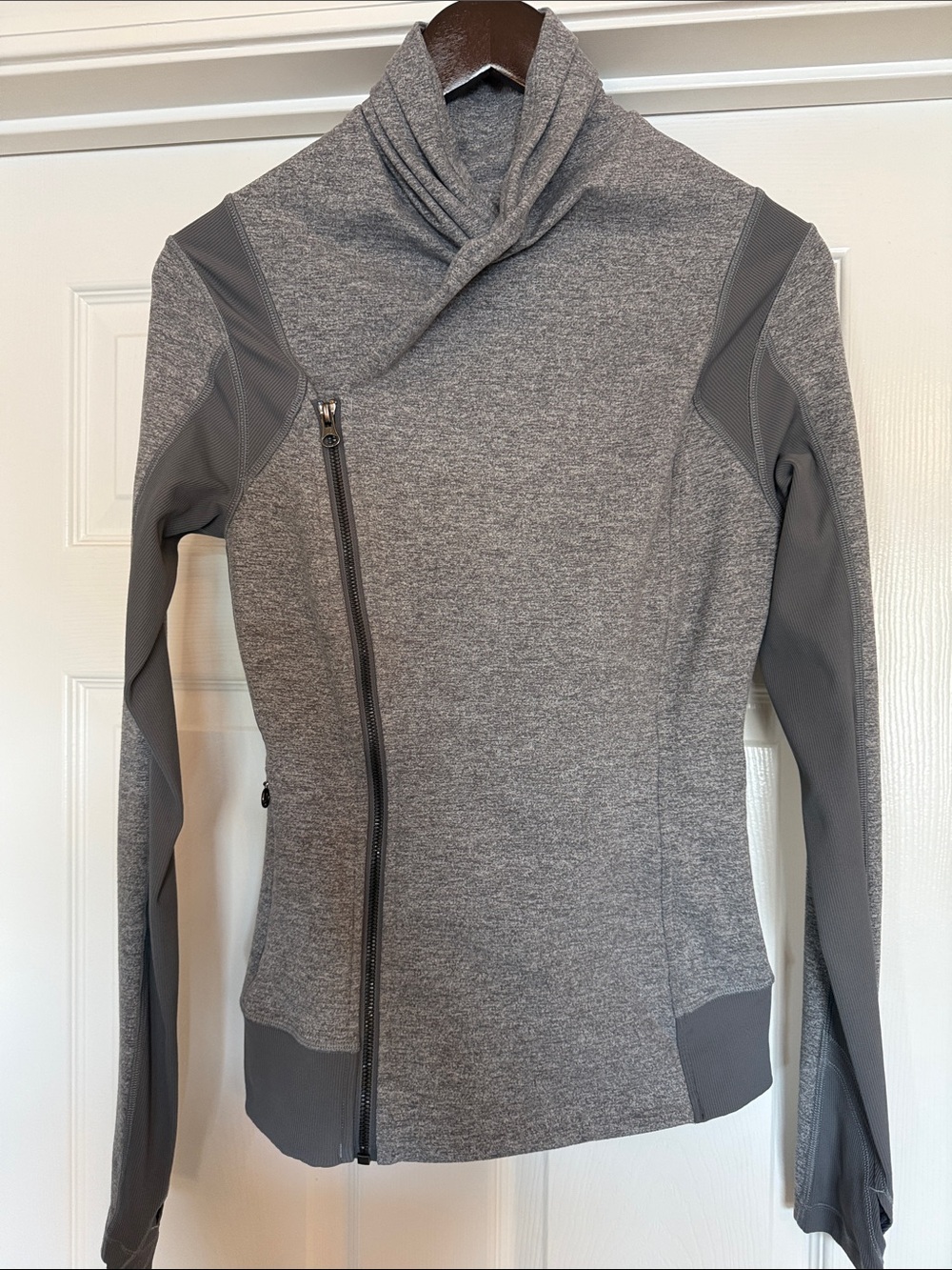 lululemon athletica Heather Gray Asymmetric Double Zipper Jacket